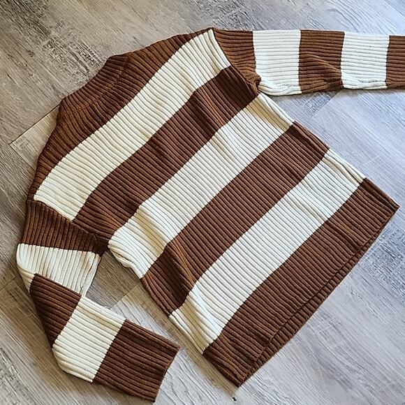 Love For Humanity Brown and Ivory Striped Sweater - Picture 6 of 6